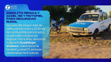Insólito: Renault 12 del '86 y Motomel para seguridad rural